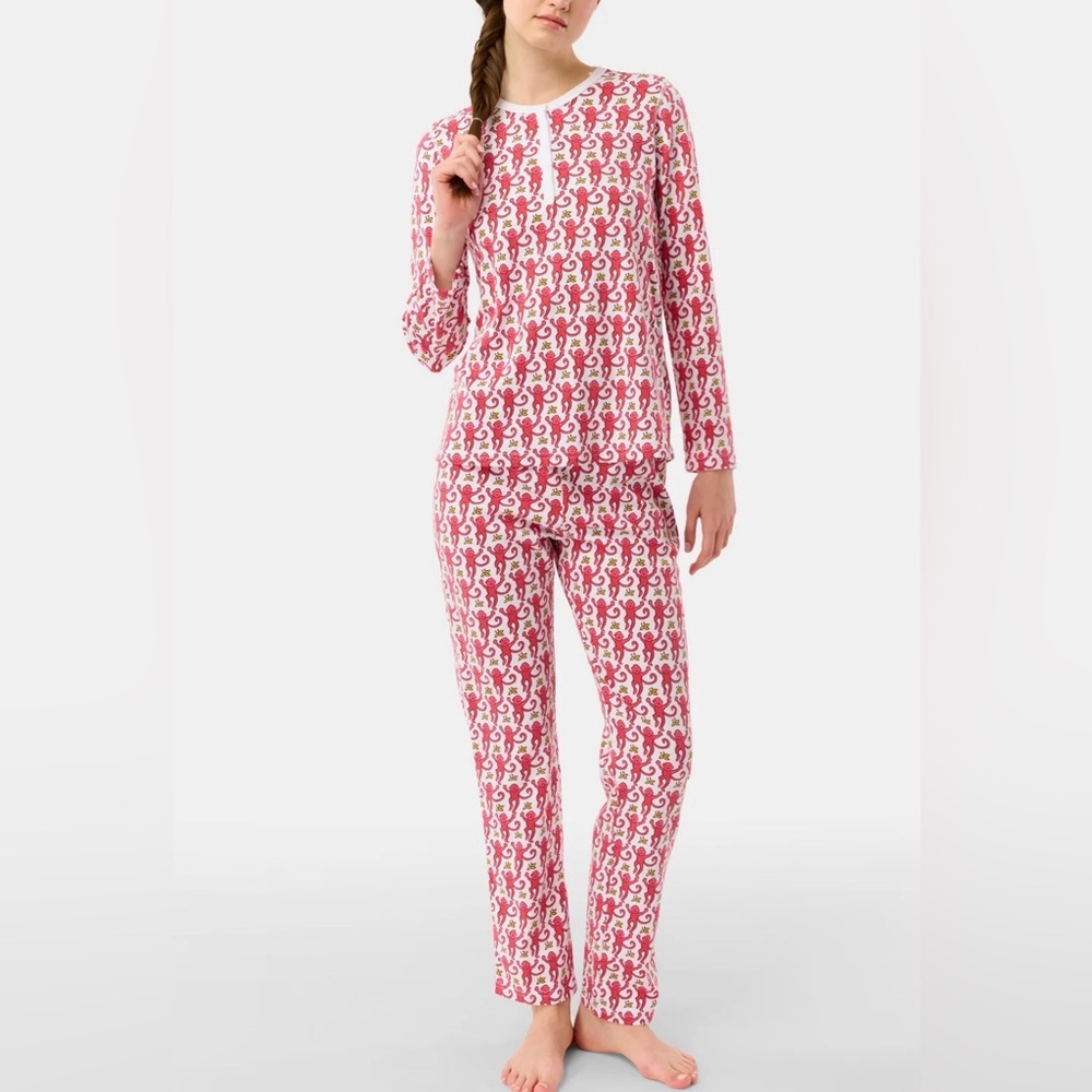 Roller Rabbit Pink and White Pajama Set